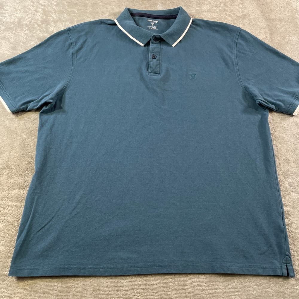 James Pringle Polo Shirt Mens XL Blue Casual Preppy Minimalist Office Cotton